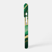 Coque iPhone 16 Pro Monogramme de marbre vert élégant or (Côté gauche)