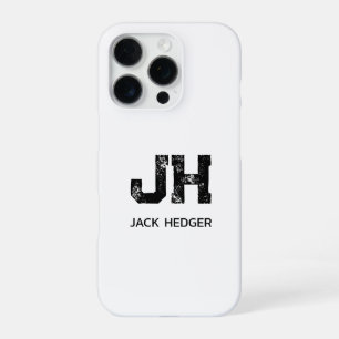 COQUE iPhone 16 PRO MONOGRAMME DE NOM À DEUX LETTRES NOIR MINIMALISTE