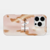 Coque iPhone 16 Pro Monogramme de vache blanche rose (Verso Horizontal)