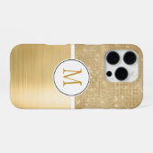 Coque iPhone 16 Pro Monogramme d'étincelle dorée (Verso Horizontal)