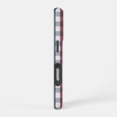 Coque iPhone 16 Pro Monogramme en plaid rouge, blanc et bleu (Côté droit)