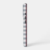 Coque iPhone 16 Pro Monogramme en plaid rouge, blanc et bleu (Côté gauche)
