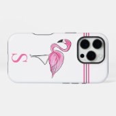 Coque iPhone 16 Pro Monogramme Flamant rose rose (Verso Horizontal)