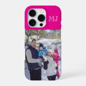 Coque iPhone 16 Pro Monogramme Moderne 1 Photo Rose Chaud (Verso)