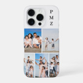 Coque iPhone 16 Pro Monogramme Moderne 5 Photo Collage Cloud Dancer Bl (Verso)