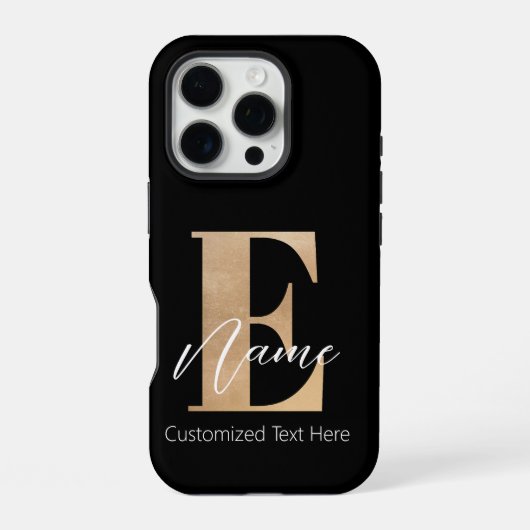 Coque iPhone 16 Pro Monogramme moderne E & Nom initial Personnalisé (Verso)