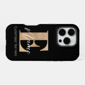 Coque iPhone 16 Pro Monogramme moderne E & Nom initial Personnalisé (Verso Horizontal)