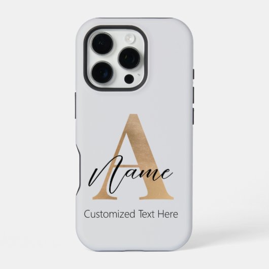 Coque iPhone 16 Pro Monogramme moderne Initiale A & Nom Personnalisé (Verso)