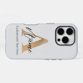 Coque iPhone 16 Pro Monogramme moderne Initiale A & Nom Personnalisé (Verso Horizontal)
