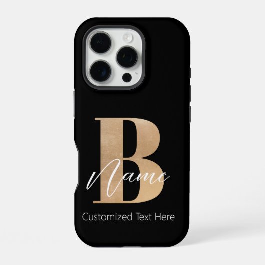 Coque iPhone 16 Pro Monogramme moderne Initiale B & Nom Personnalisé (Verso)
