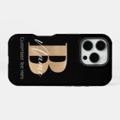 Coque iPhone 16 Pro Monogramme moderne Initiale B & Nom Personnalisé (Verso Horizontal)