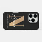 Coque iPhone 16 Pro Monogramme moderne Initiale N & Nom Personnalisé (Verso Horizontal)