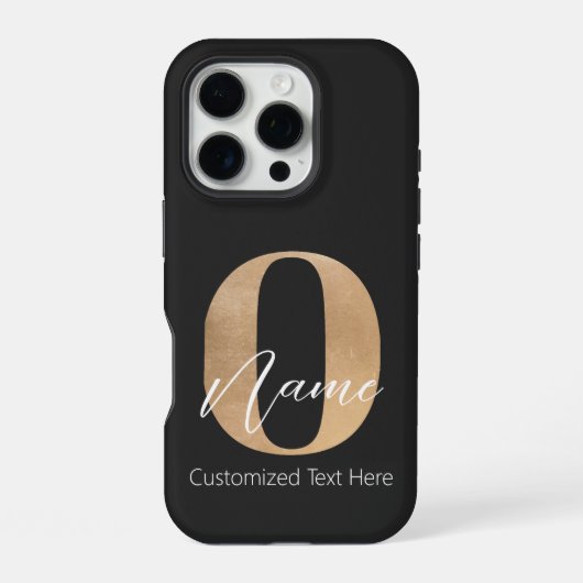Coque iPhone 16 Pro Monogramme Moderne Initiale O & Nom Personnalisé (Verso)