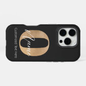 Coque iPhone 16 Pro Monogramme Moderne Initiale O & Nom Personnalisé (Verso Horizontal)