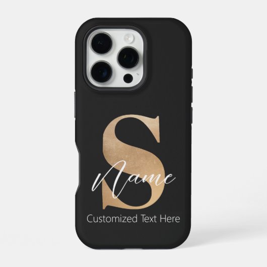 Coque iPhone 16 Pro Monogramme Moderne Initiale S & Nom Personnalisé (Verso)