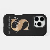 Coque iPhone 16 Pro Monogramme Moderne Initiale S & Nom Personnalisé (Verso Horizontal)