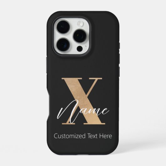Coque iPhone 16 Pro Monogramme Moderne Initiale X & Nom Personnalisé (Verso)