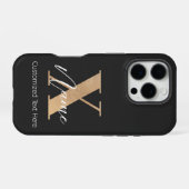 Coque iPhone 16 Pro Monogramme Moderne Initiale X & Nom Personnalisé (Verso Horizontal)