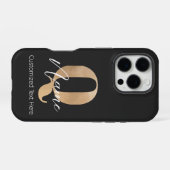 Coque iPhone 16 Pro Monogramme moderne Q & Nom initial Personnalisé (Verso Horizontal)