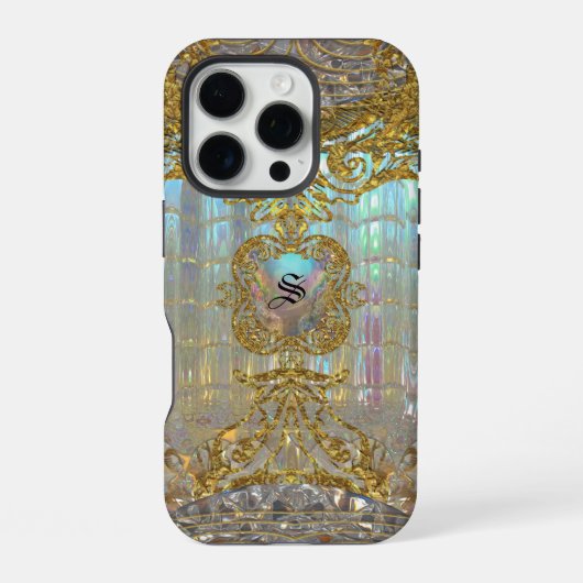 Coque iPhone 16 Pro Morshnette Élégant Monogramme baroque (Verso)