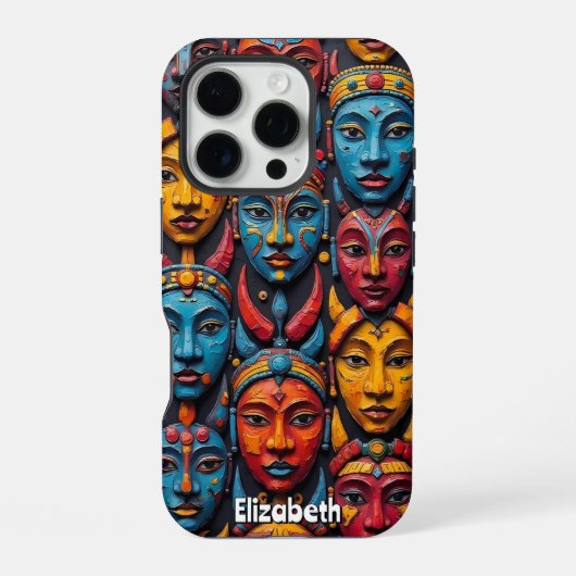 Coque iPhone 16 Pro Mosaïque d'expressions (Verso)
