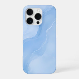 Coque iPhone 16 Pro Motif Abstrait de Marbre Bleu Clair