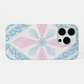Coque iPhone 16 Pro motif bleu en forme de diamant (Verso Horizontal)