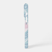 Coque iPhone 16 Pro motif bleu en forme de diamant (Côté gauche)