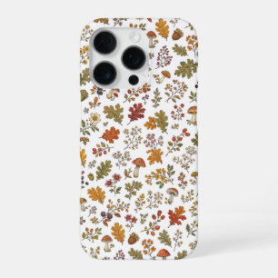 Coque iPhone 16 Pro Motif Bois Champignon Feuilles d'Automne Rustique