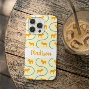Coque iPhone 16 Pro Motif Bouledogue Français Nom Personnalisé Jaune C