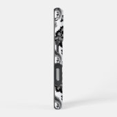 Coque iPhone 16 Pro Motif Damassé Rococo Gris Noir Blanc (Côté droit)