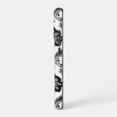 Coque iPhone 16 Pro Motif Damassé Rococo Gris Noir Blanc (Côté gauche)