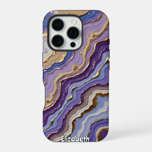 Coque iPhone 16 Pro Motif d'art fluide géode abstrait (Verso)