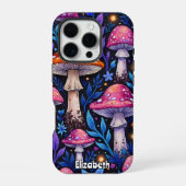 Coque iPhone 16 Pro Motif de champignons psychédéliques (Verso)