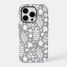 Motif de feuilles mortes blanc sur gris