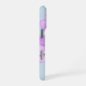 Coque iPhone 16 Pro motif de marguerite rayé bleu et violet (Côté droit)