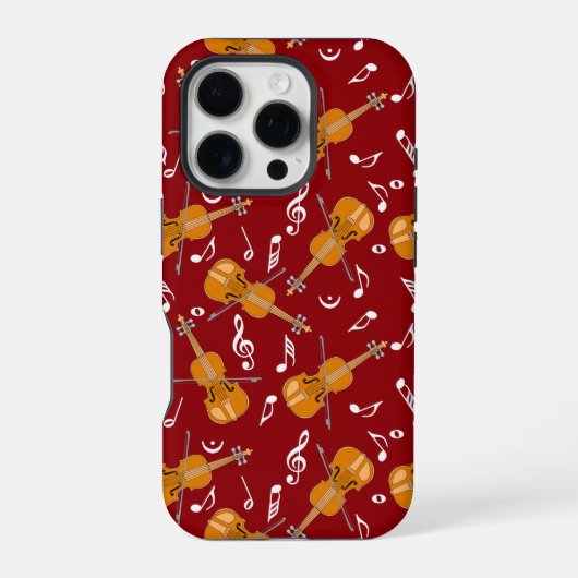 Coque iPhone 16 Pro Motif de note de musique de violon (Verso)