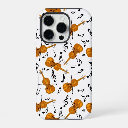 Coque iPhone 16 Pro Motif de note de musique de violon (Verso)
