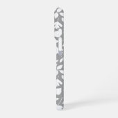 Coque iPhone 16 Pro Motif Feuille tombé blanc sur gris (Côté gauche)
