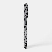 Coque iPhone 16 Pro Motif Feuille tombé noir sur gris (Côté droit)