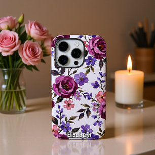 Coque iPhone 16 Pro Motif Fleur et Bourgeon de Rose Vintage