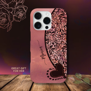 Coque iPhone 16 Pro Motif floral moderne rose poudré doux
