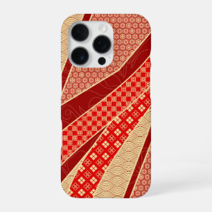 Coque iPhone 16 Pro Motif mélange ruban rouge doré