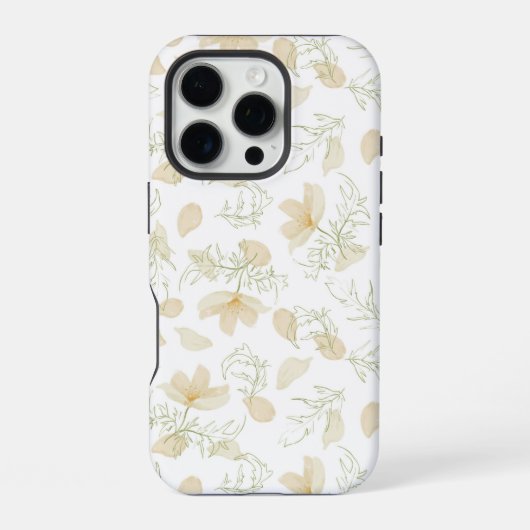 Coque iPhone 16 Pro Motif neutre Fleur sans joint (Verso)