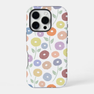 Coque iPhone 16 Pro Motif répété de fleurs floues Pastels sur fond bla