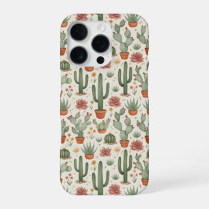 Coque iPhone 16 Pro Motif sans couture de cactus de désert succulent