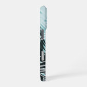 Coque iPhone 16 Pro Motif tropical noir bleu clair (Côté droit)