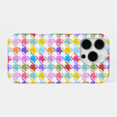 Coque iPhone 16 Pro Multicolor Houndstooth+Motif blanc (Verso Horizontal)