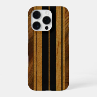 Coque iPhone 16 Pro Nalu Mua Faux Koa Bois Surbord Noir