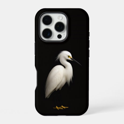 Coque iPhone 16 Pro Noir 4 Luxe iPhone 16 Pro, Aigrette neigeuse (Verso)